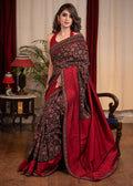 Red Stylish Ajrakh Printed Saree with Unstitched Blouse Piece