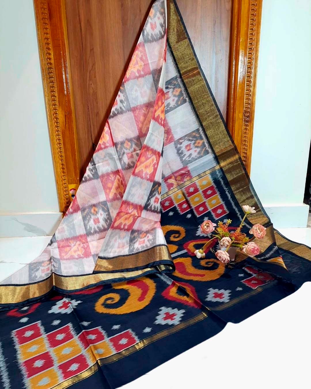 Pochampalli designer printed and dolla silk fabric sarees