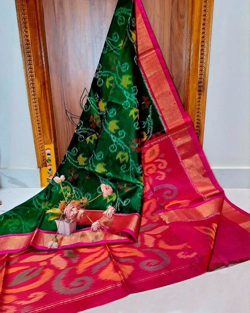 Pochampalli designer printed and dolla silk fabric sarees