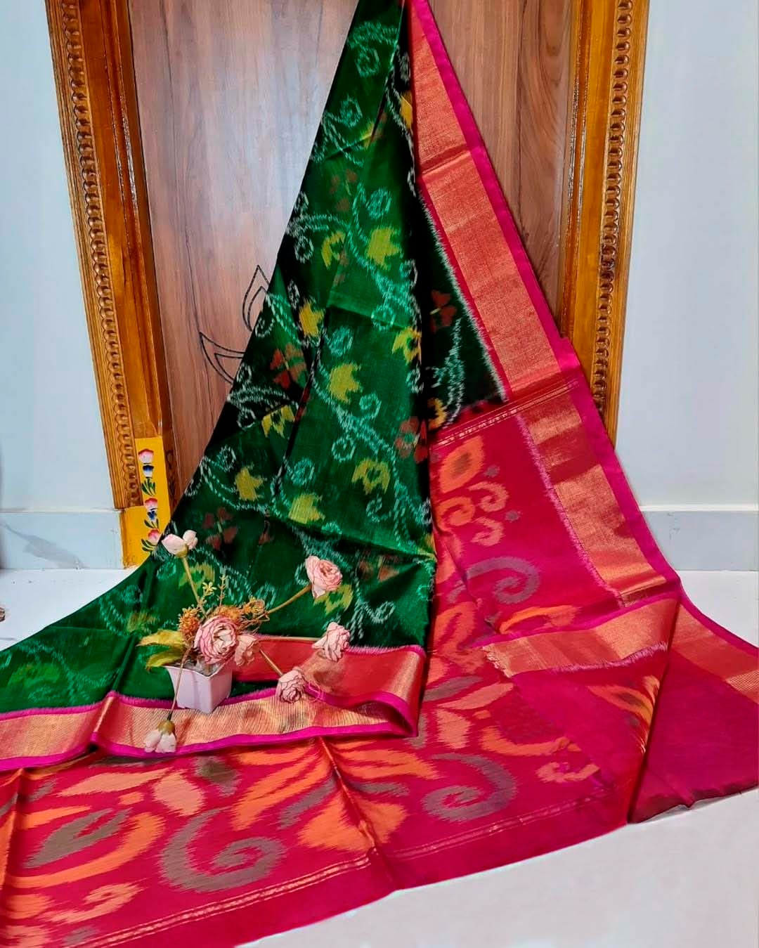 Pochampalli designer printed and dolla silk fabric sarees