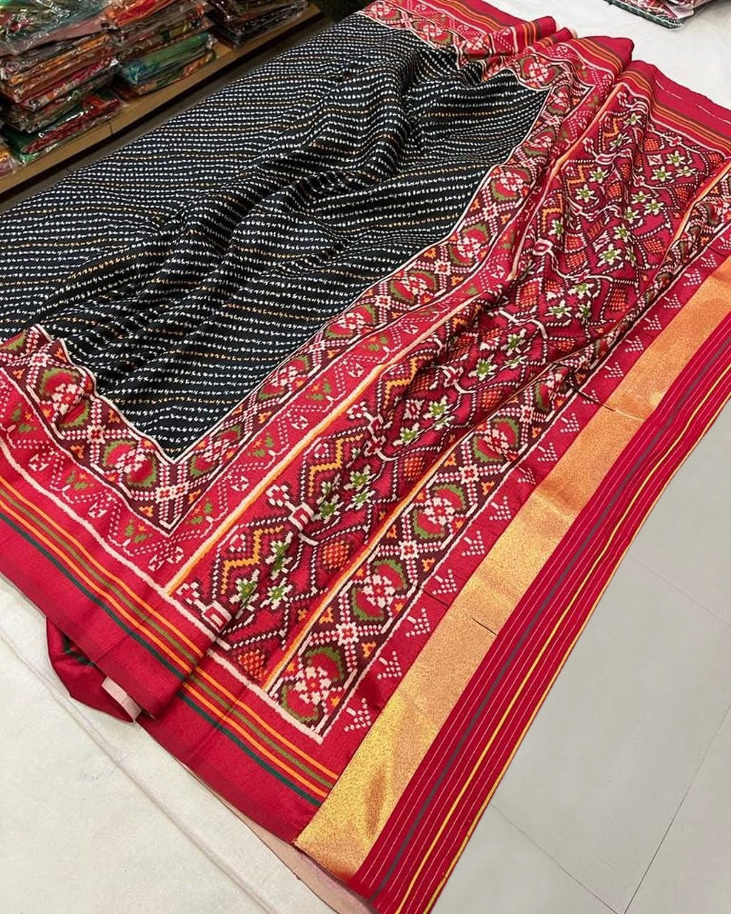 Sawan Special Bandhani Designer Printed Patola Silk Saree