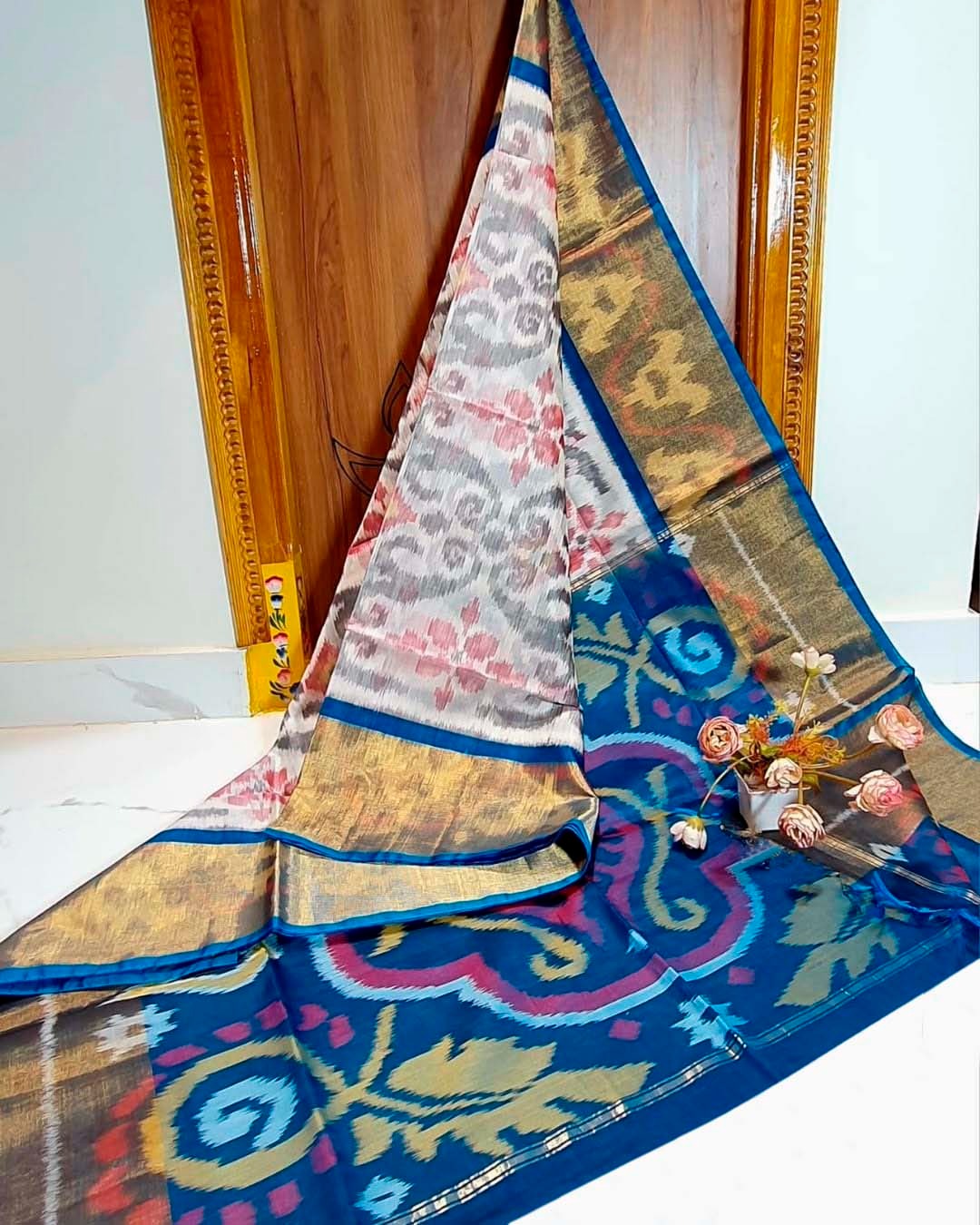 Pochampalli designer printed and dolla silk fabric sarees