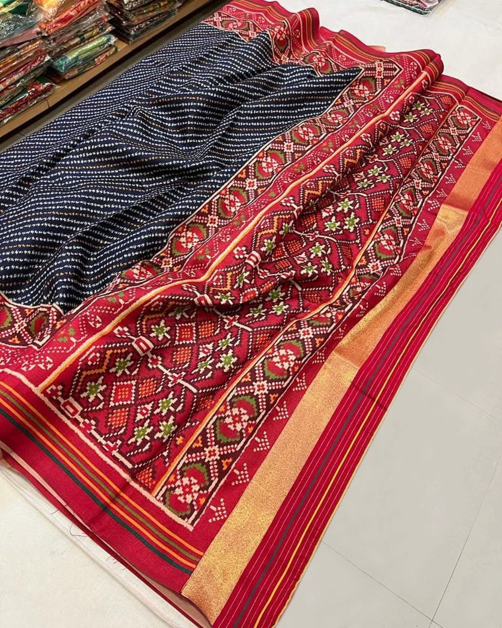 Sawan Special Bandhani Designer Printed Patola Silk Saree