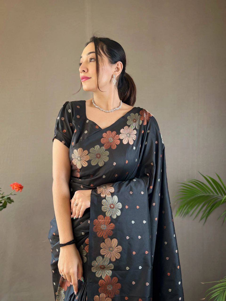 Black Organic Banarasi Saree – Elegant Wedding Edition