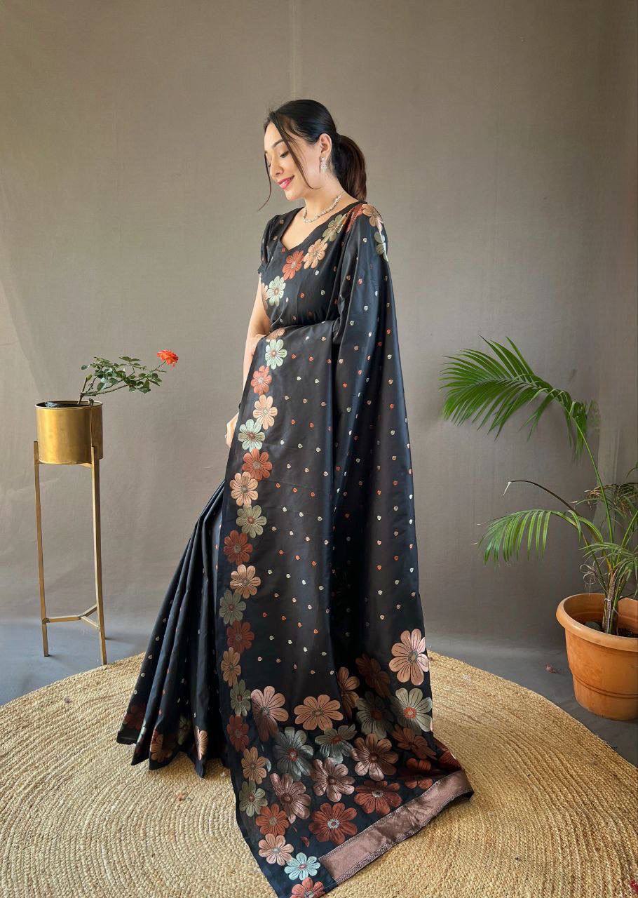 Black Organic Banarasi Saree – Elegant Wedding Edition
