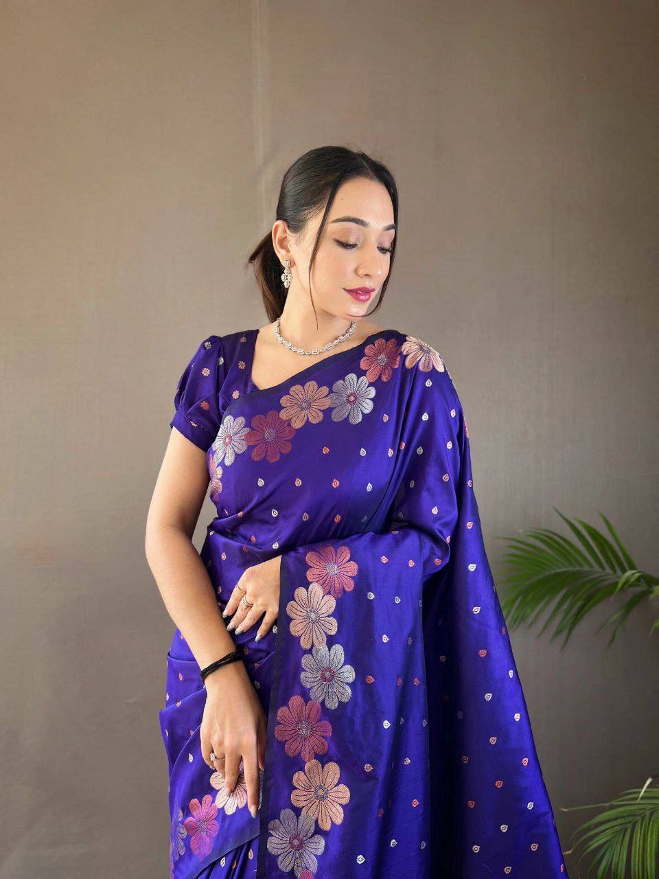 Blue Organic Banarasi Saree – Elegant Wedding Edition