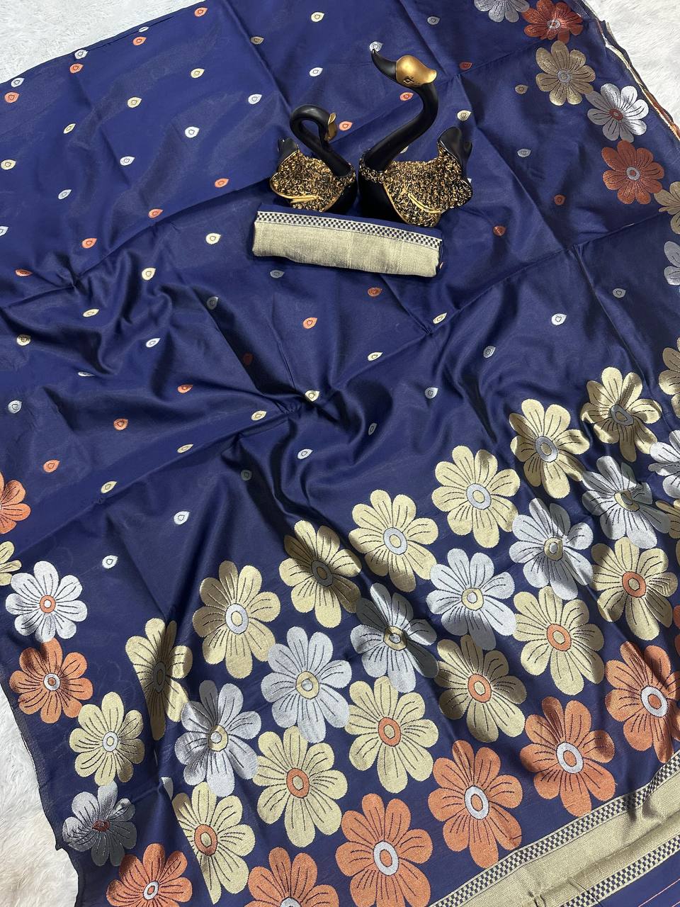 Navy Organic Banarasi Saree – Elegant Wedding Edition