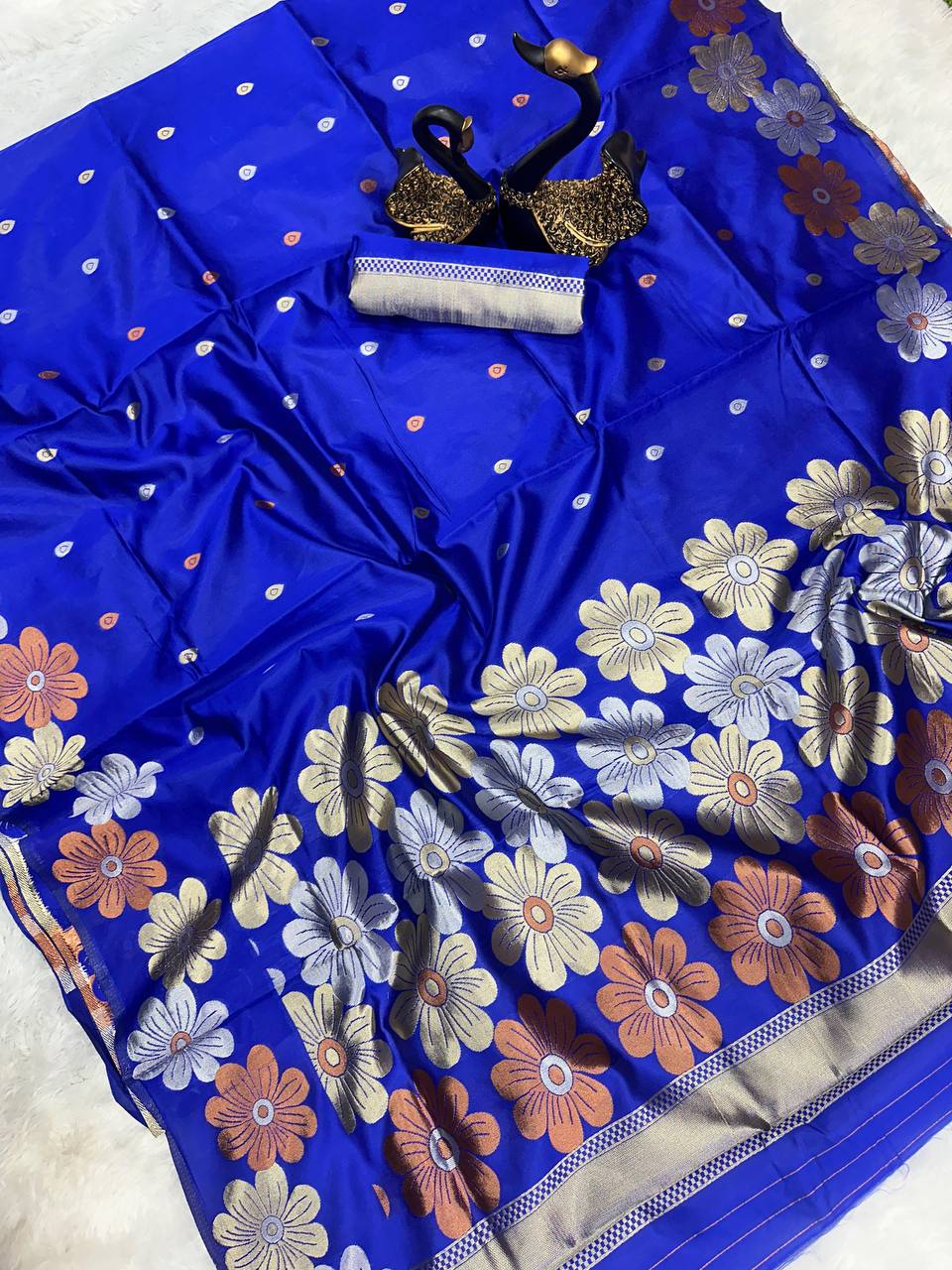 Blue Organic Banarasi Saree – Elegant Wedding Edition